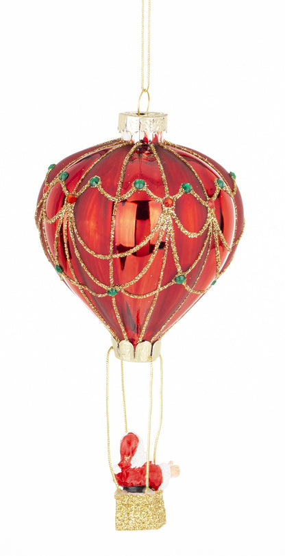 Bombka choinkowa Zawieszka szkło czerwony, złoty 15x8x8cm