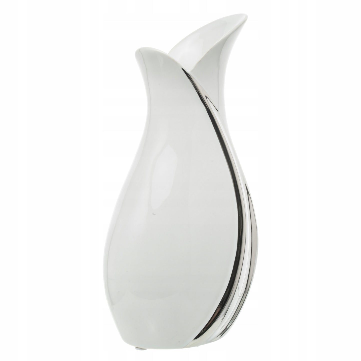 Wazon ceramiczny biało-srebrny 30,5 cm glamour modern biały srebrny