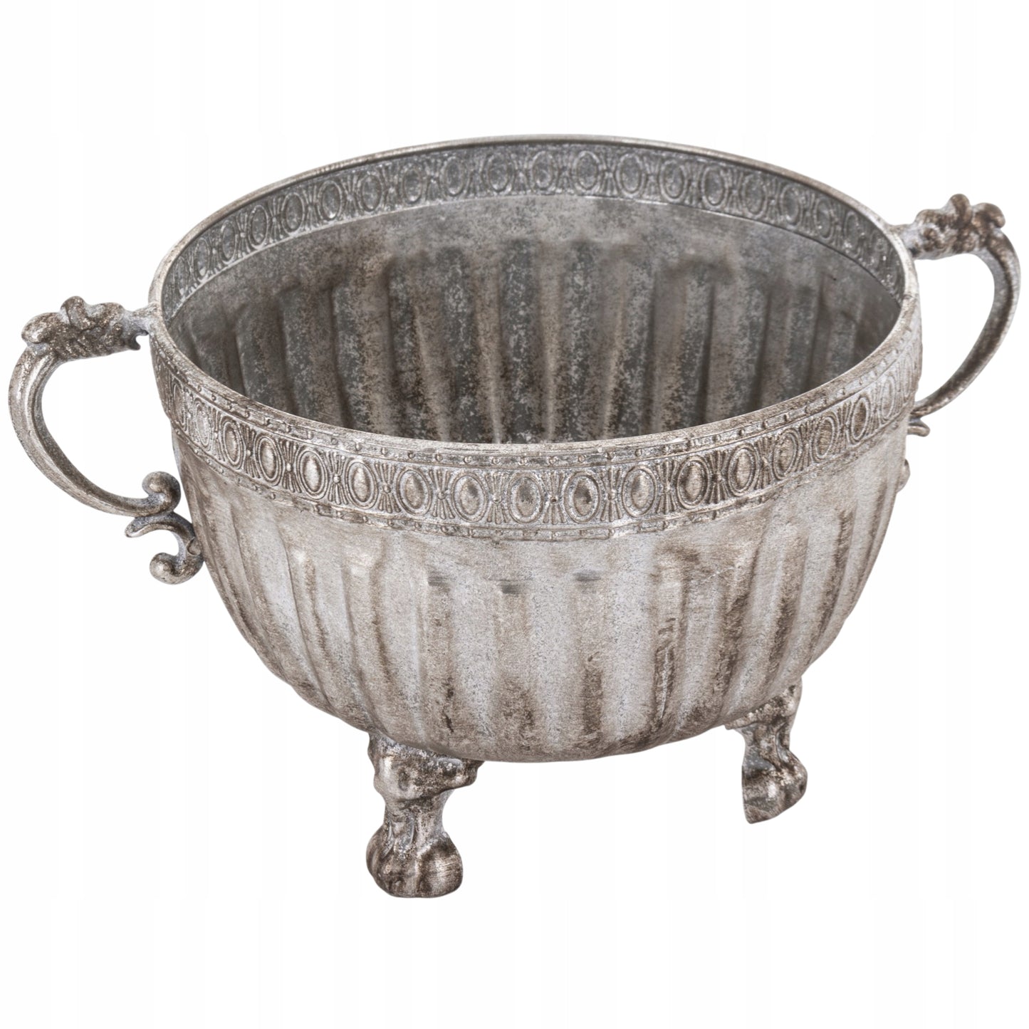 Osłonka srebrna metalowa wazon retro vintage 21x34 cm