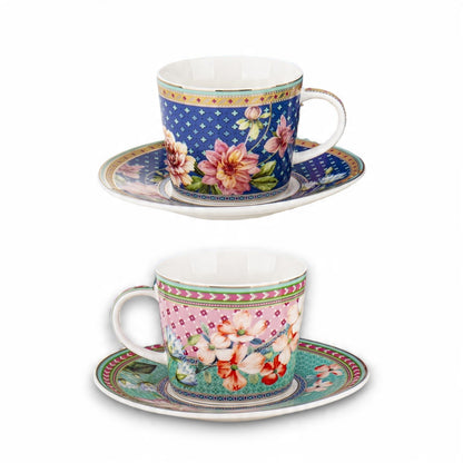 Zestaw Filiżanek ze Spodkiem 2 szt. 220 ml komplet porcelanowy kawowy
