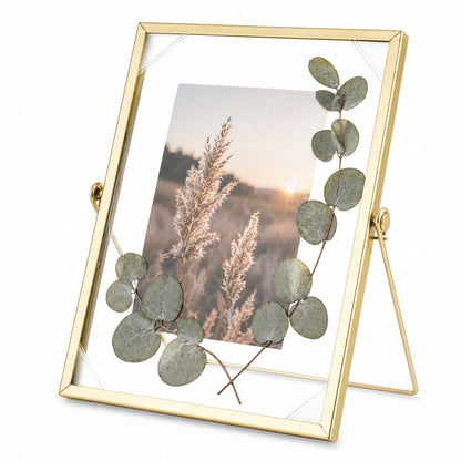Ramka na zdjęcia metalowa złota float stawiana 20x17na foto 10x15 cm