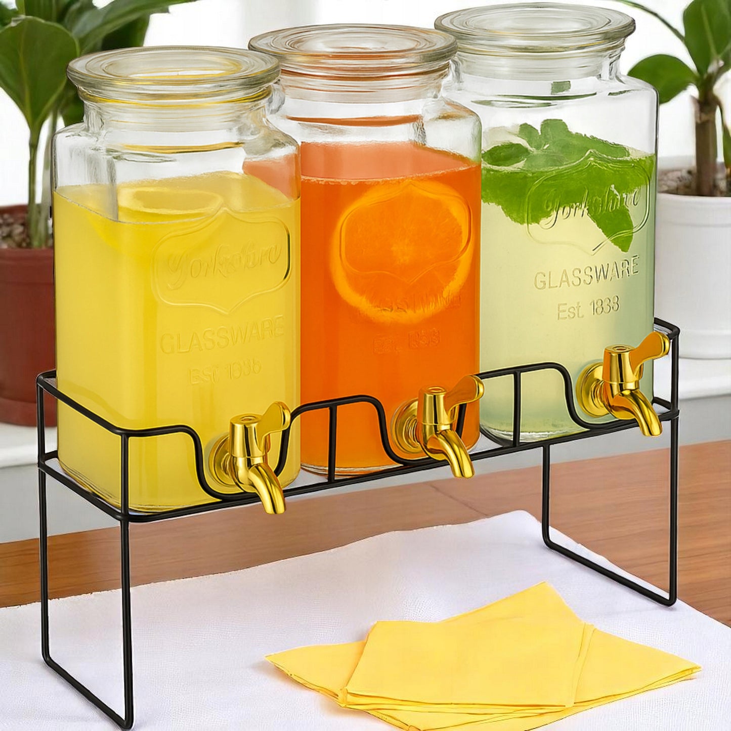 Komplet słoików z kranikiem 3x1,5L dozownik dystrybutor do lemoniady, soku