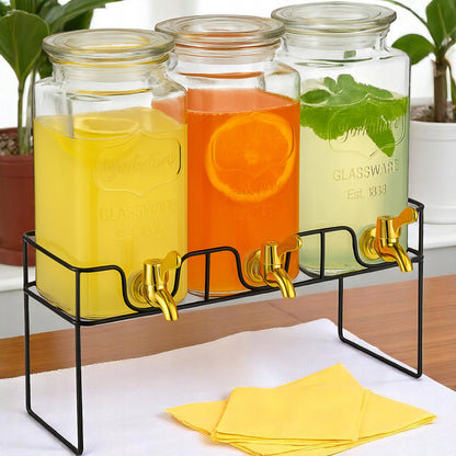 Komplet słoików z kranikiem 3x1,5L dozownik dystrybutor do lemoniady, soku
