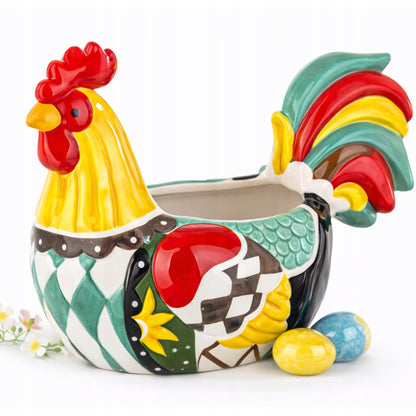 Osłonka Kura 26 cm Kolorowa Doniczka Ceramiczna Wielkanocna ozdoba kogut