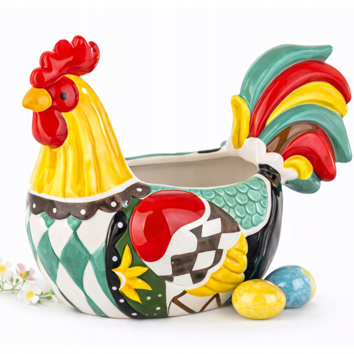 Osłonka Kura 26 cm Kolorowa Doniczka Ceramiczna Wielkanocna ozdoba kogut