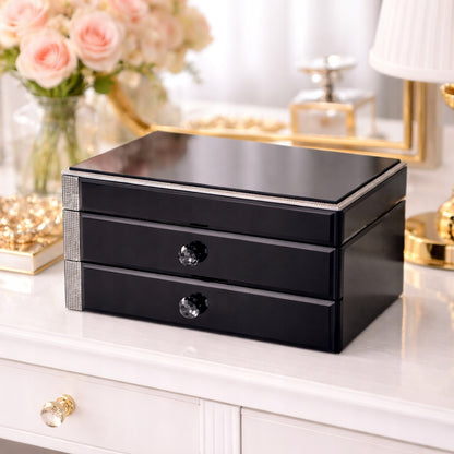 Szkatułka na biżuterię szklana premium z szufladkami pudełko organizer