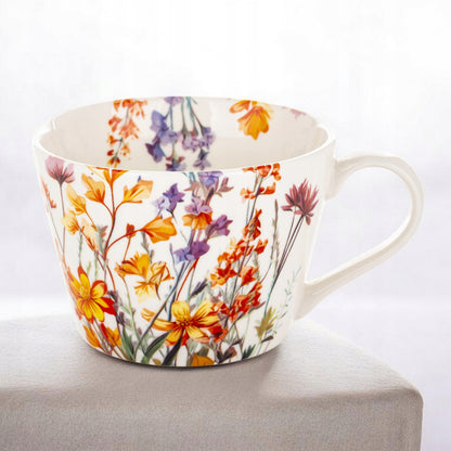 Duży kubek w pudełku porcelanowy 450 ml w kwiaty na prezent zmywarka