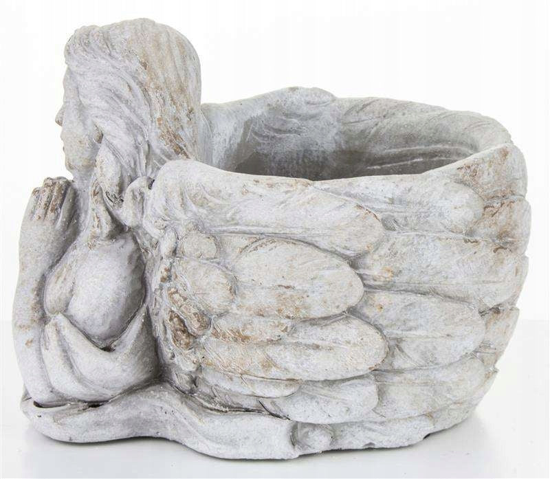 Osłonka betonowa doniczka Aniol szara 13x13x16cm