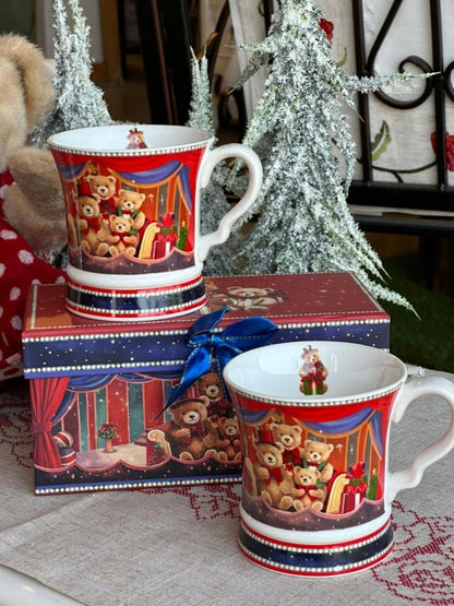 komplet kubków porcelana w pudełku zestaw porcelanowy 2szt Kubek świąteczny
