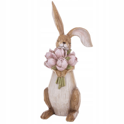 Figurka Królik Wielkanocny 45 cm Elegancka Dekoracja z Kwiatami XL wiosenna