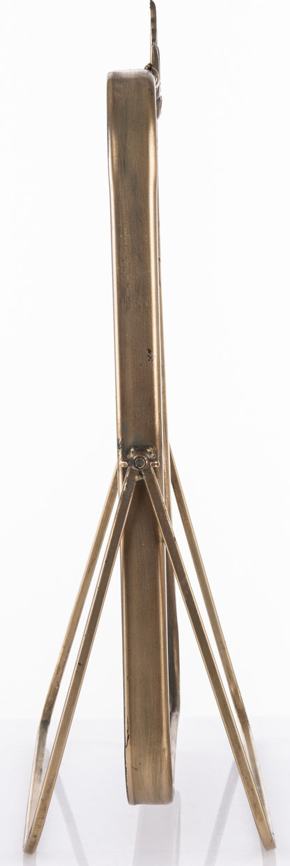 Lustro stojące prostokątne metalowe złote na toaletkę 57 x 37 cm barokowe