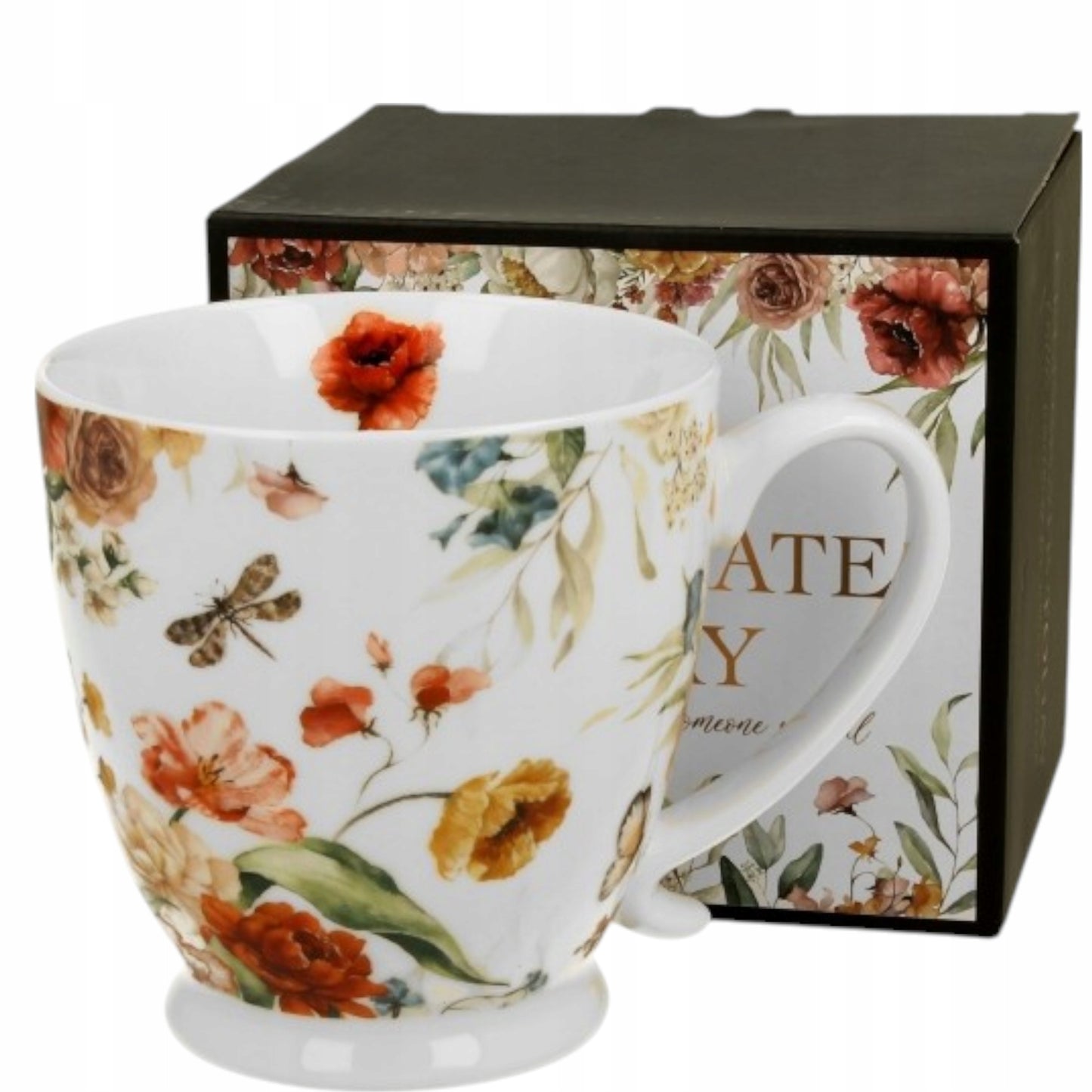 Kubek w pudełku na stopce porcelanowy duży 500ml.na prezent