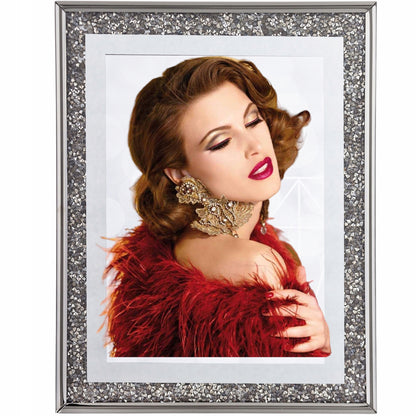 Ramka na zdjęcie zdjęcia srebrno-czarna glamour 23,5x18,5x2-12 srebrna