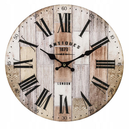 Zegar ścienny szary brązowy 34cm retro