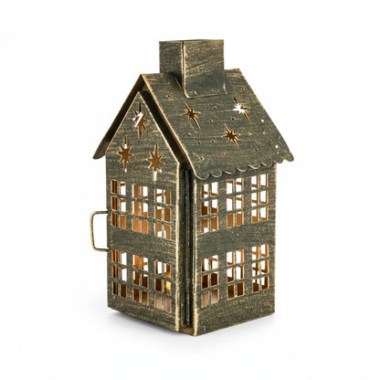 Dekoracja Domek metalowy lampion świecznik 20x11,5x10cm latarenka