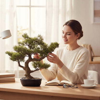 Drzewko Bonsai w czarnej doniczce sztuczne drzewko realistyczny wygląd 47cm