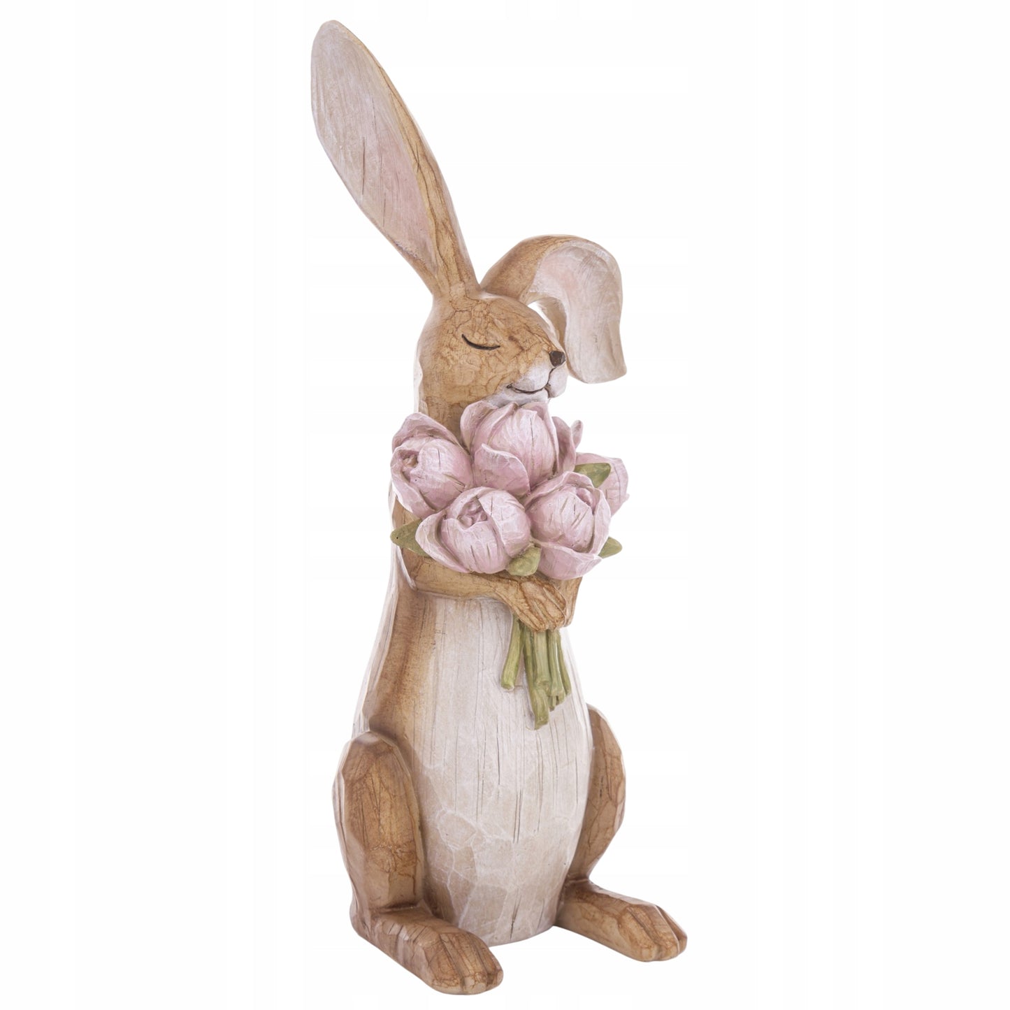 Figurka Królik Wielkanocny 45 cm Elegancka Dekoracja z Kwiatami XL wiosenna