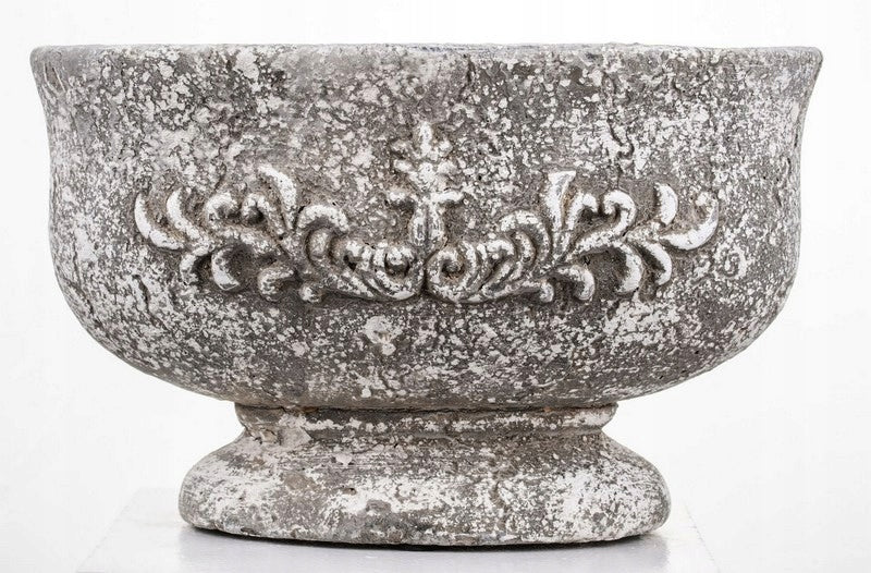 Osłonka betonowa owalna na kwiaty zioła 15 x 16 cm beton