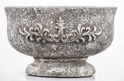 Osłonka betonowa owalna na kwiaty zioła 15 x 16 cm beton