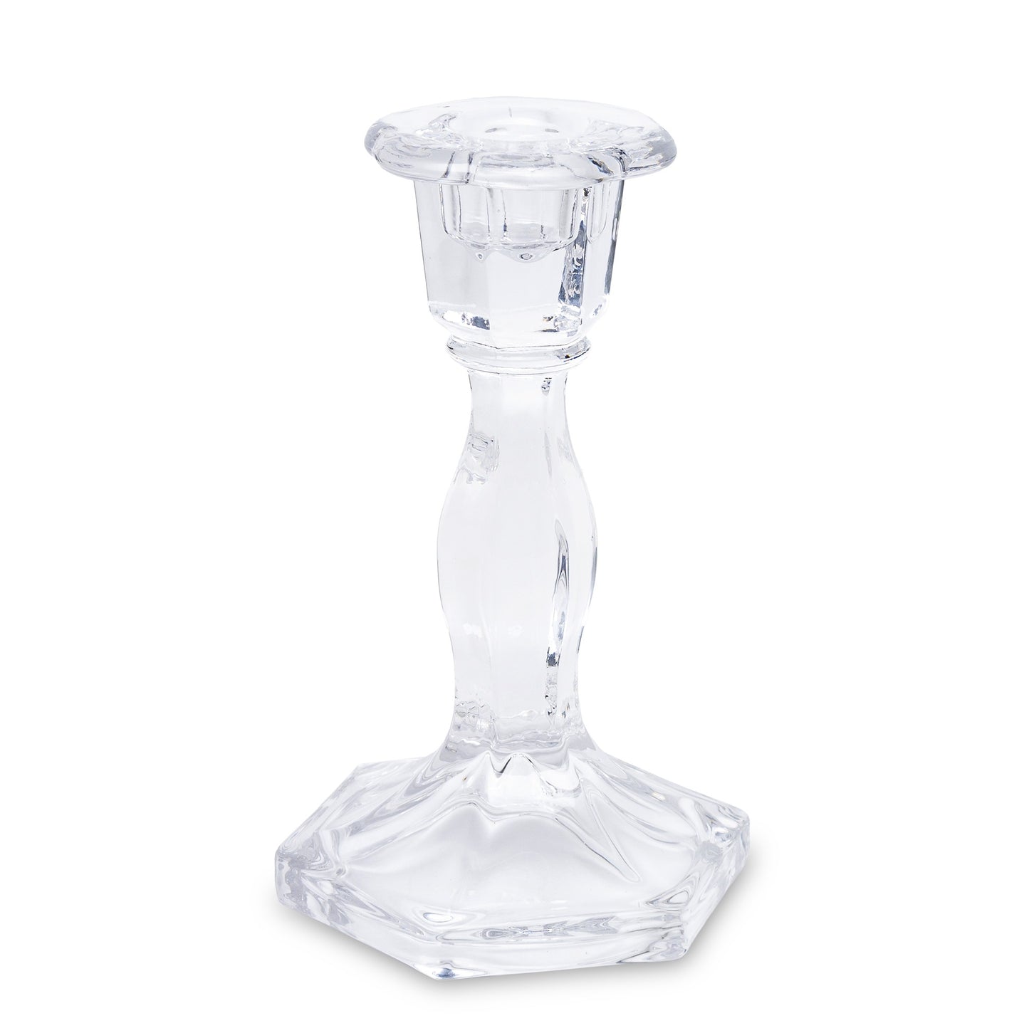 Szklany świecznik na 1 świecę stołową długą kryształowy