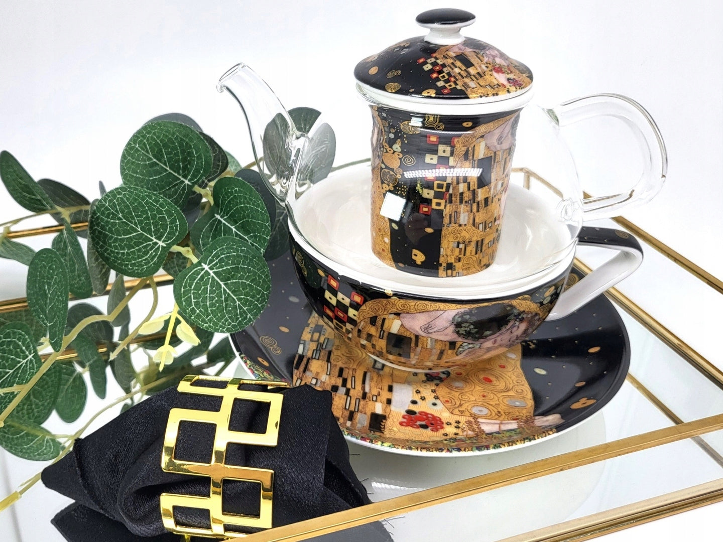 Filiżanka z dzbankiem do zaparzania Tea for one porcelanowa Gustaw Klimt