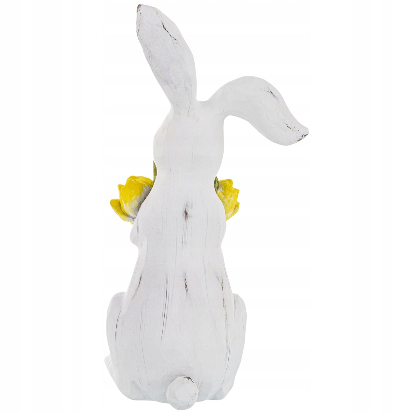 Zajączek z kwiatami figurka biała dekoracja wielkanocna 30 cm