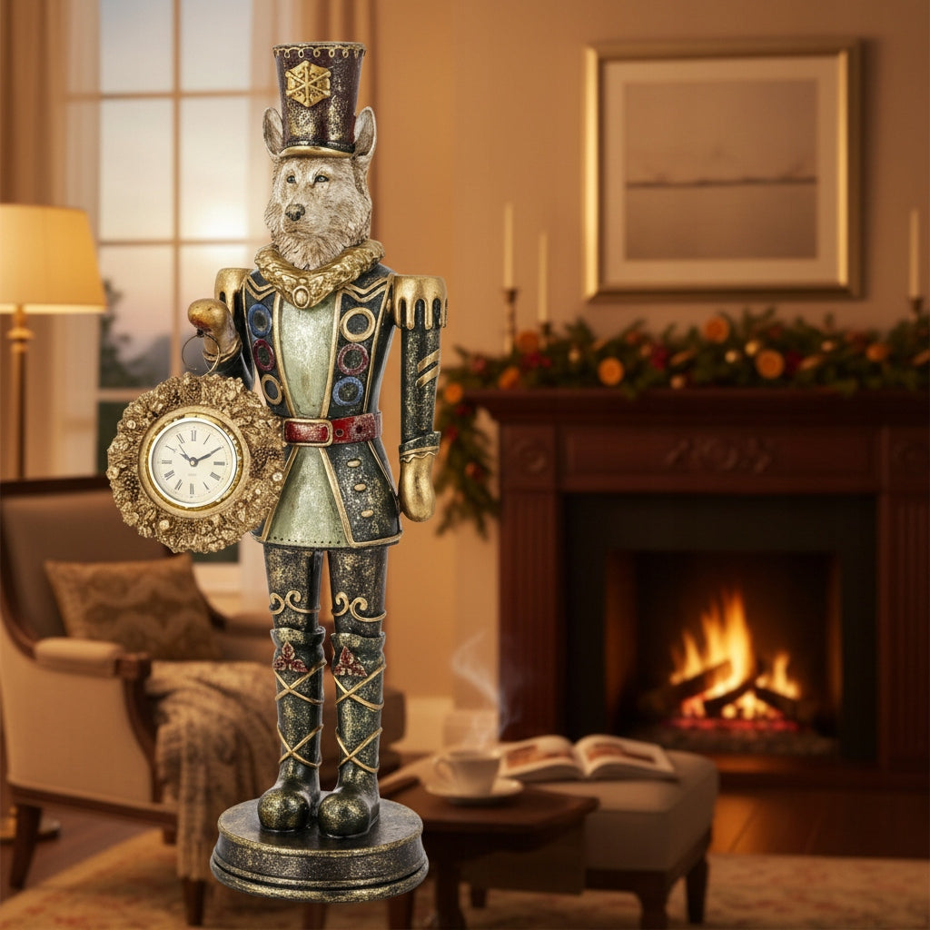 Figurka Pierrot Lis z Zegarkiem Dekoracja Statuetka Retro Vintage 54cm