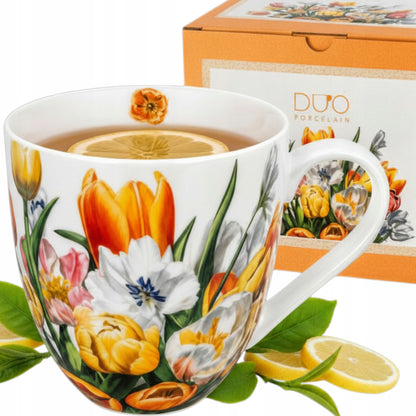 Kubek porcelanowy Mega duży XXL w pudełku 1000ml na prezent tulipany kwiaty