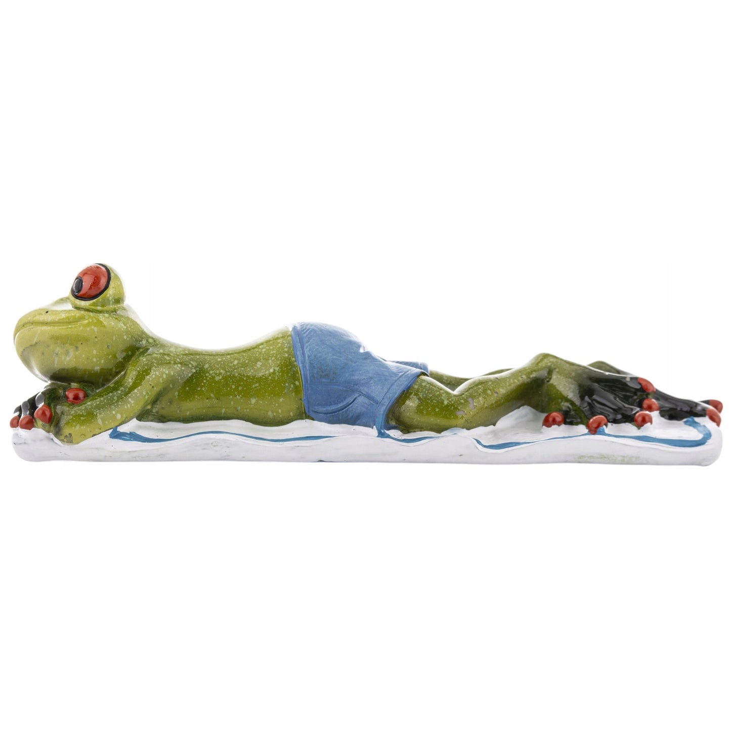 FIGURKA ŻABA PLAŻOWICZ 5x18x6cm żabka na wakacjach plaży opala się