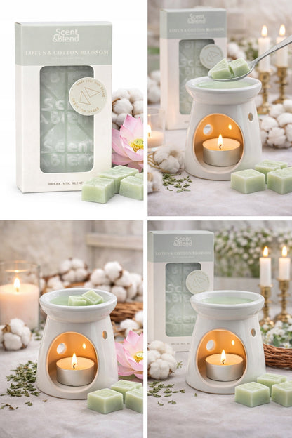 Wosk zapachowy do kominka Lotus & Cotton Blossom 60g z kwiatem bawełny