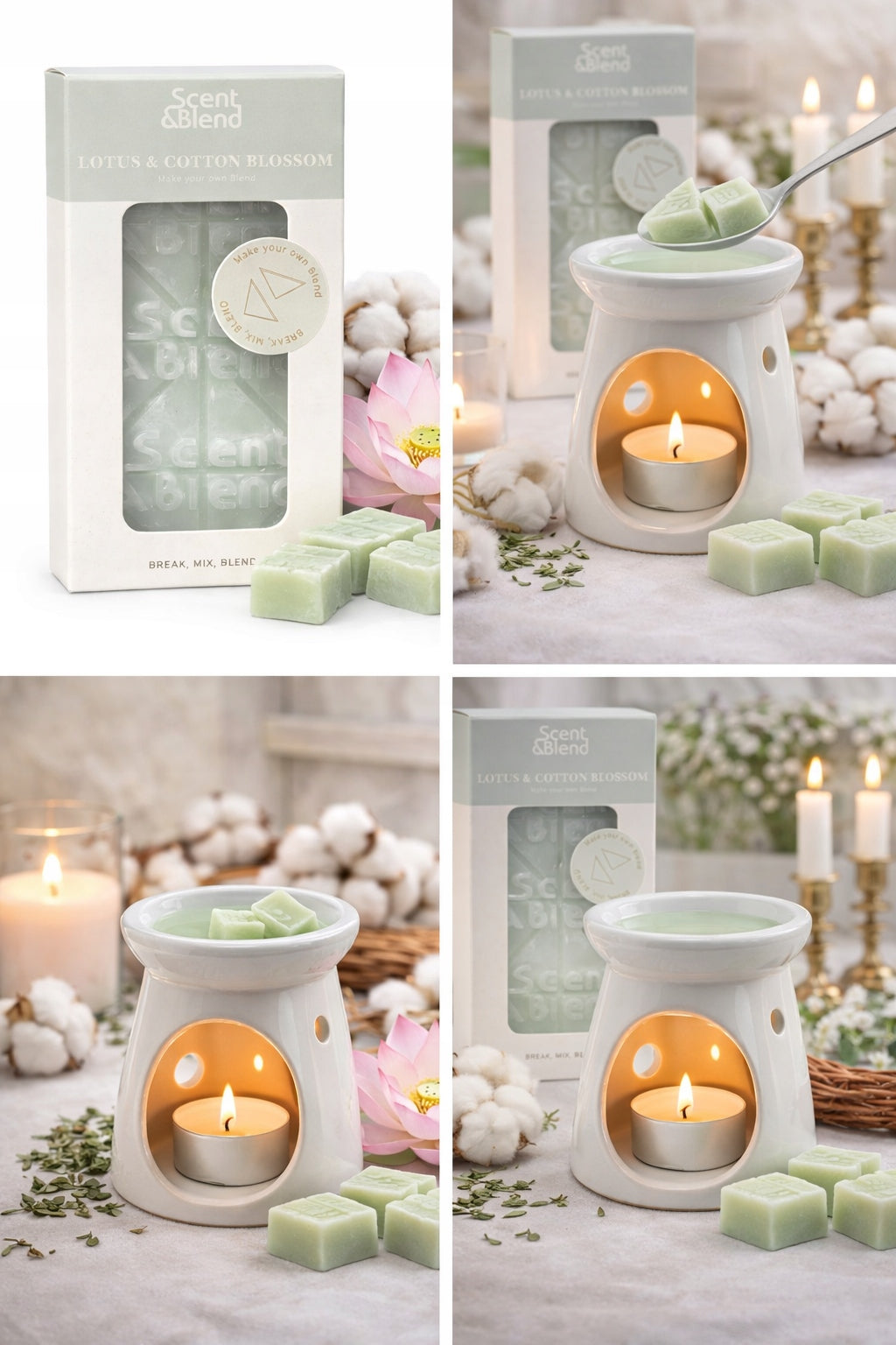 Wosk zapachowy do kominka Lotus & Cotton Blossom 60g z kwiatem bawełny