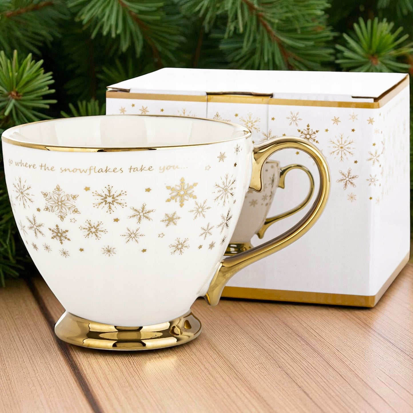 Kubek filiżanka świąteczna w pudełku porcelana prezent mikołajki duży