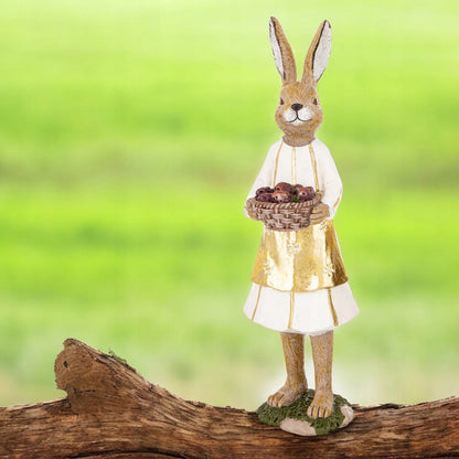 Figurka wielkanocna Królik Zając z koszykiem 25 cm Pani Królikowa