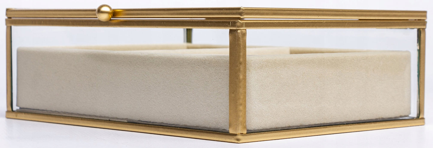 Szkatułka na biżuterię złota szklana 5,5x17x14 glamour kasetka pudełko