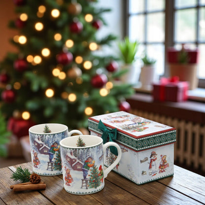Kolekcja świąteczna zima Zestaw 2 Kubków Porcelanowych 250 ml prezent