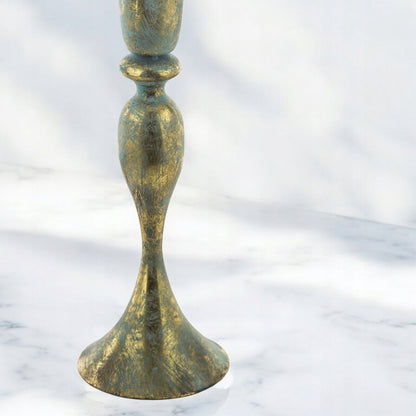 Wazon duży metalowy kielich złoty postarzany 17,5 x 75cm indyjski