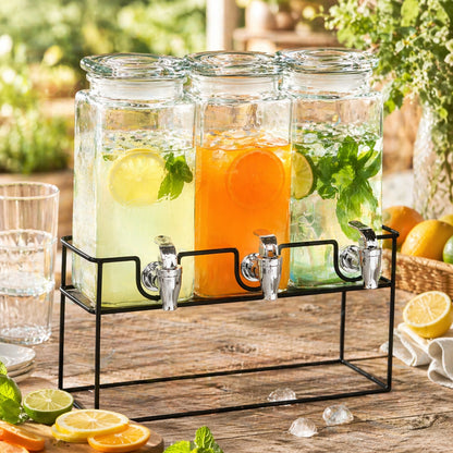 Komplet 3x1,5L dozownik dystrybutor do lemoniady, soku słoik z kranikiem