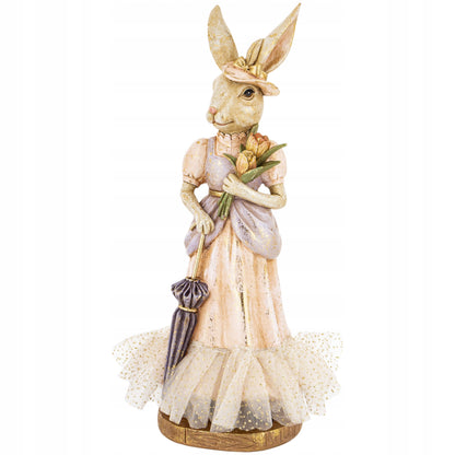 Figurka Królik z parasolem dekoracja Wielkanoc ozdoba zając wiosna 26 cm