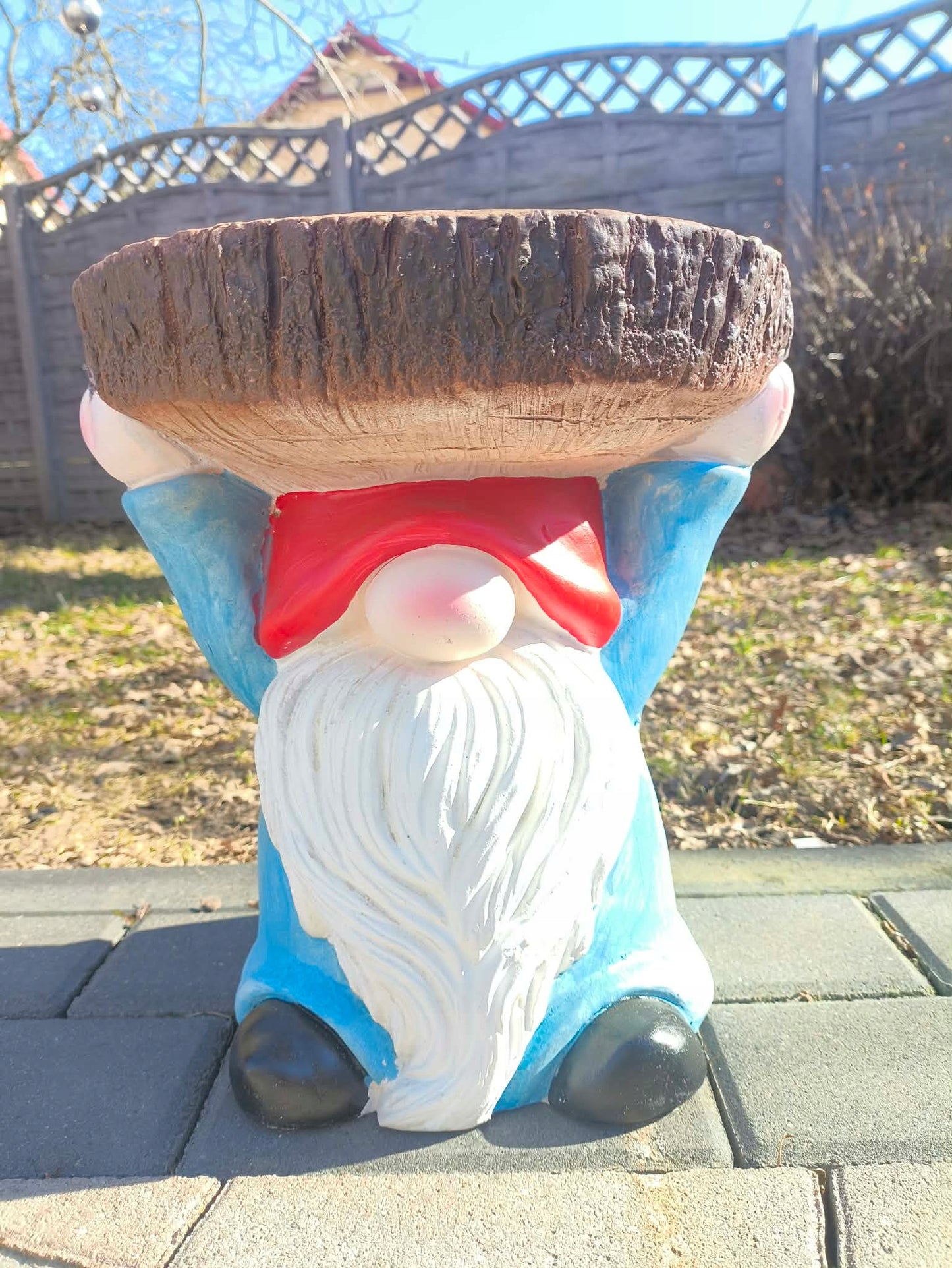 Skrzat krasnal figurka ogrodowa kwietnik stojak na kwiaty 31 cm