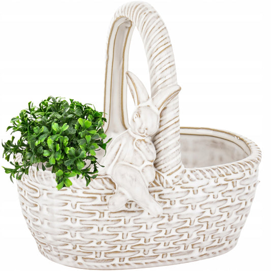 Ceramiczny Koszyk Wielkanocny Porcelanowa Miska Zajączek 17x18x14,5 cm