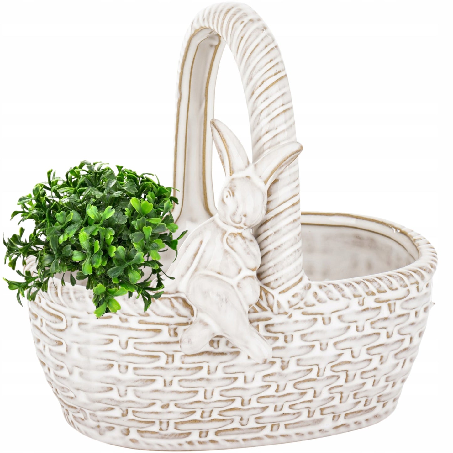 Ceramiczny Koszyk Wielkanocny Porcelanowa Miska Zajączek 17x18x14,5 cm