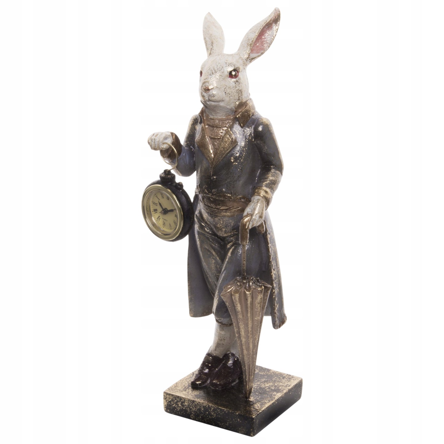Figurka Pierrot biały królik z zegarkiem dekoracja vintage 34 cm