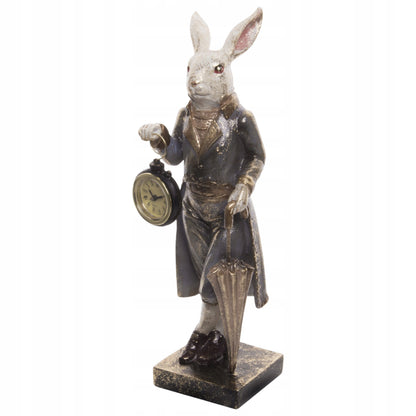 Figurka Pierrot biały królik z zegarkiem dekoracja vintage 34 cm