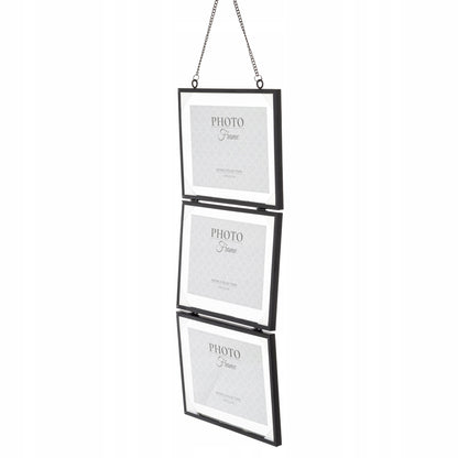 Ramka zawieszana potrójna metalowa na 3 zdjęcia 18x13 cm kolaż multiramka