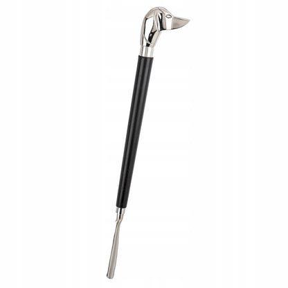 Długa łyżka do butów obuwia metalowa srebrna czarna pies premium elegancka