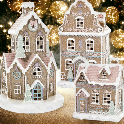Dekoracyjny Domek Kamieniczka Led figurka świąteczna piernikowy magic