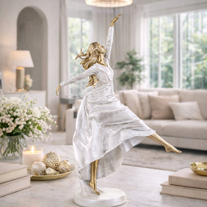 Figurka baletnica kobieta w białej sukni elegancka ozdoba dekoracja 47cm