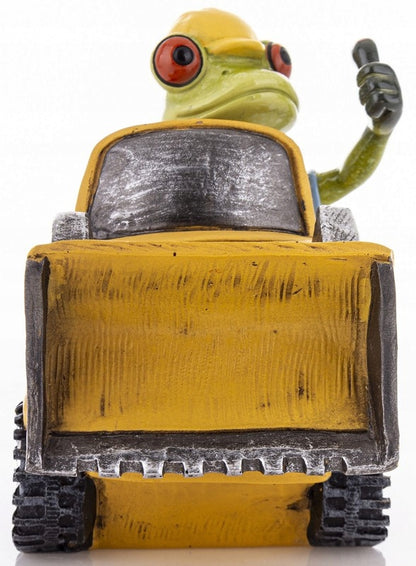 Figurka żaba żabka koparka bobcat koparkowy robotnik dekoracja ozdoba
