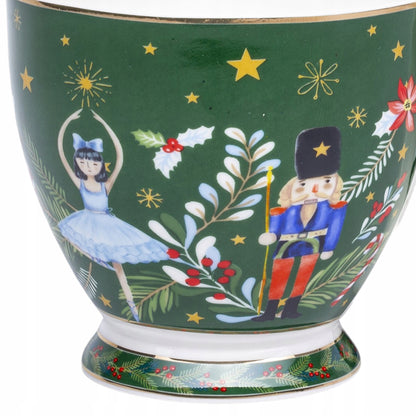 Kubek porcelana 380 ml świąteczny porcelanowy zielony prezent na mikołajki