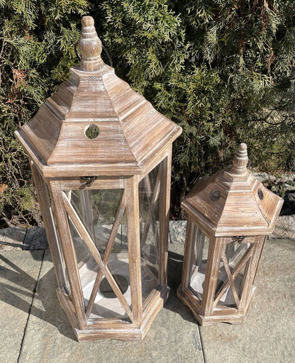2szt. Lampion Zestaw Lampionów drewnianych 67 i 45 cm XXL duży